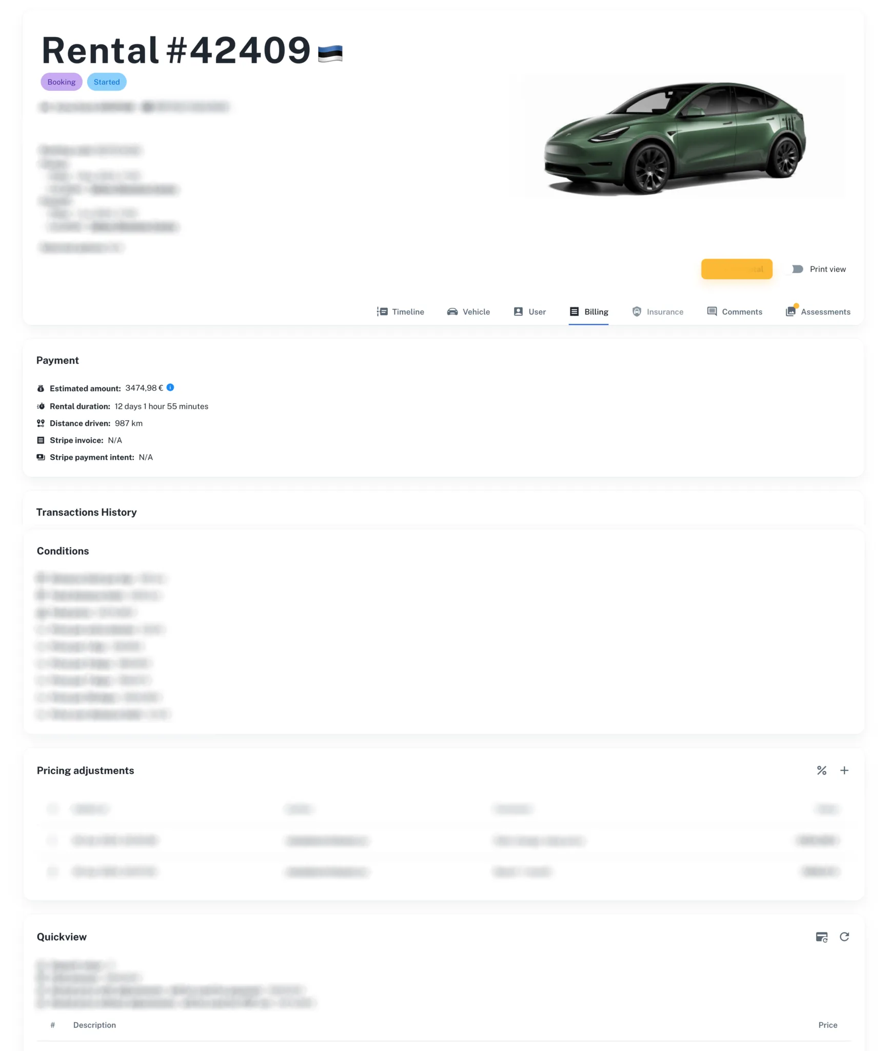 Operational dashboard